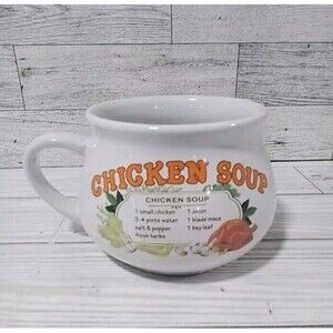 Chicken Soup Recipe Handled Mug Cup Bowl Ceramic 16oz. Dat’l Do It DDI Inc. VGC